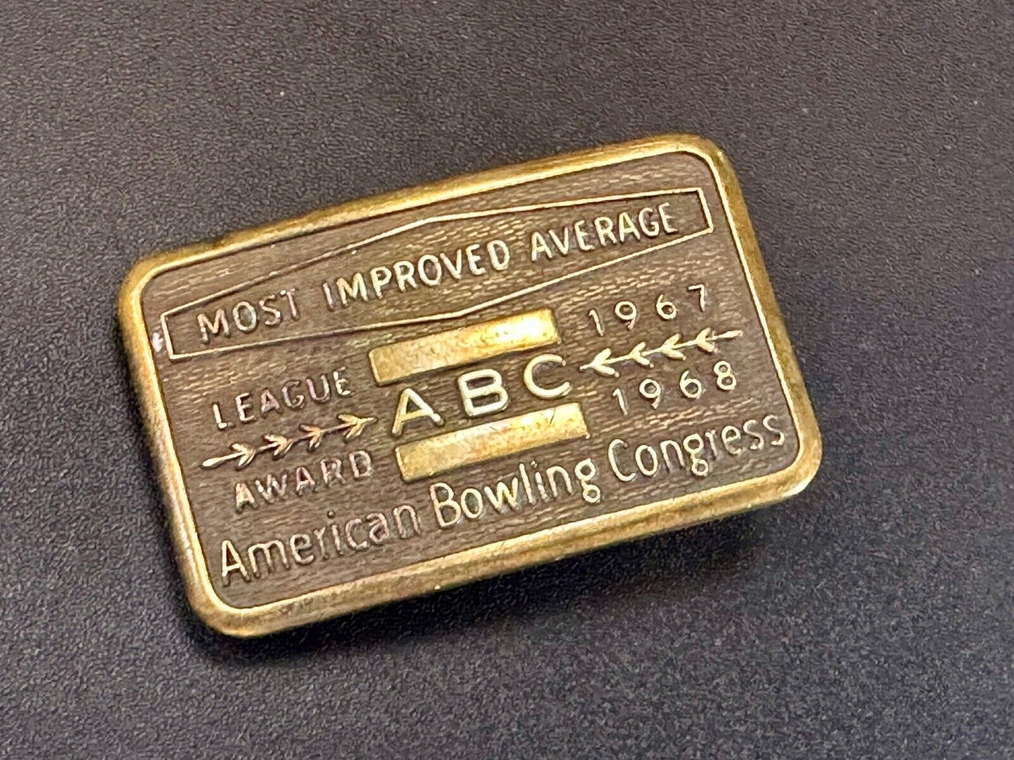 1967 - 68 MOST IMPROVED BOWLING AVERAGE - BLANK -  BELT BUCKLE ABC LEAGUE AWARD