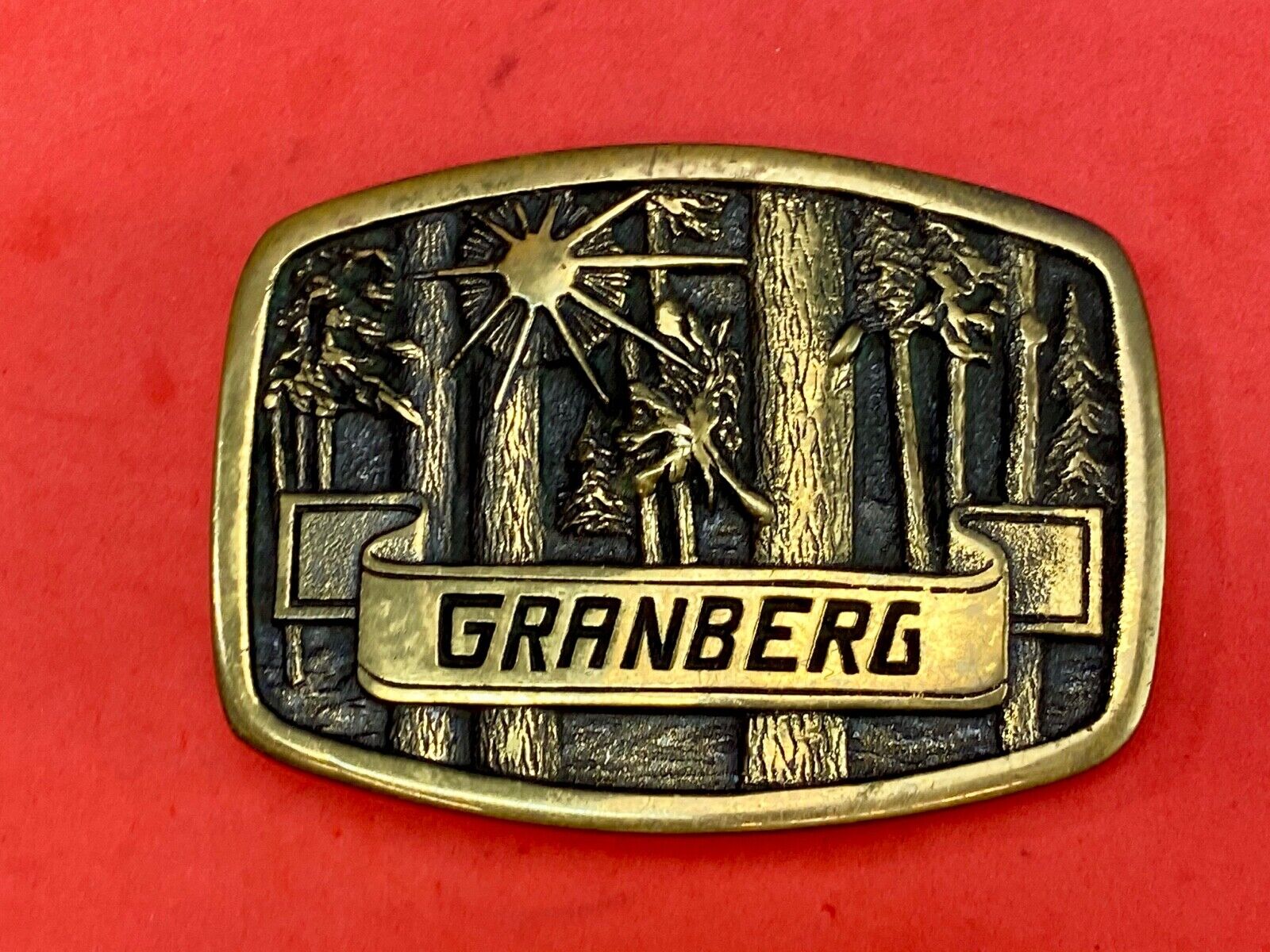 Vintage BTS GRANBERGs Industries solid brass promotional belt buckle 