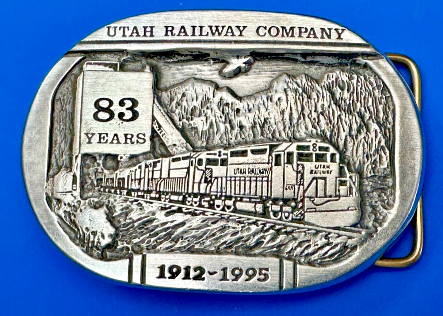 Utah Railway Co Vtg Train Railroad 83 Years - Gary Prazen Sculpture Belt Buckle
