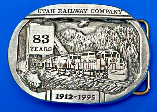 Utah Railway Co Vtg Train Railroad 83 Years - Gary Prazen Sculpture Belt Buckle