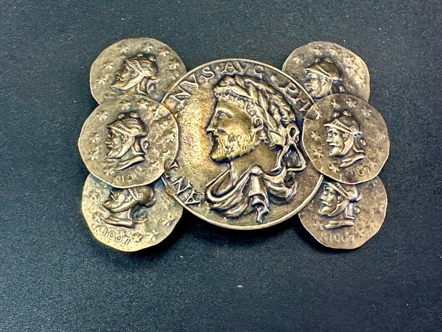 Antoninus Augustus IMP ANTONINVS PIVS AVG world coin cluster cutout belt buckle