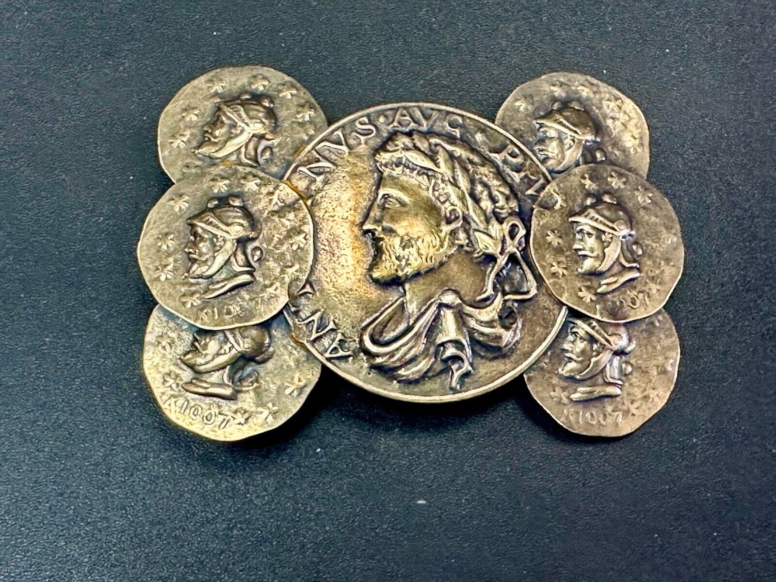 Antoninus Augustus IMP ANTONINVS PIVS AVG world coin cluster cutout belt buckle