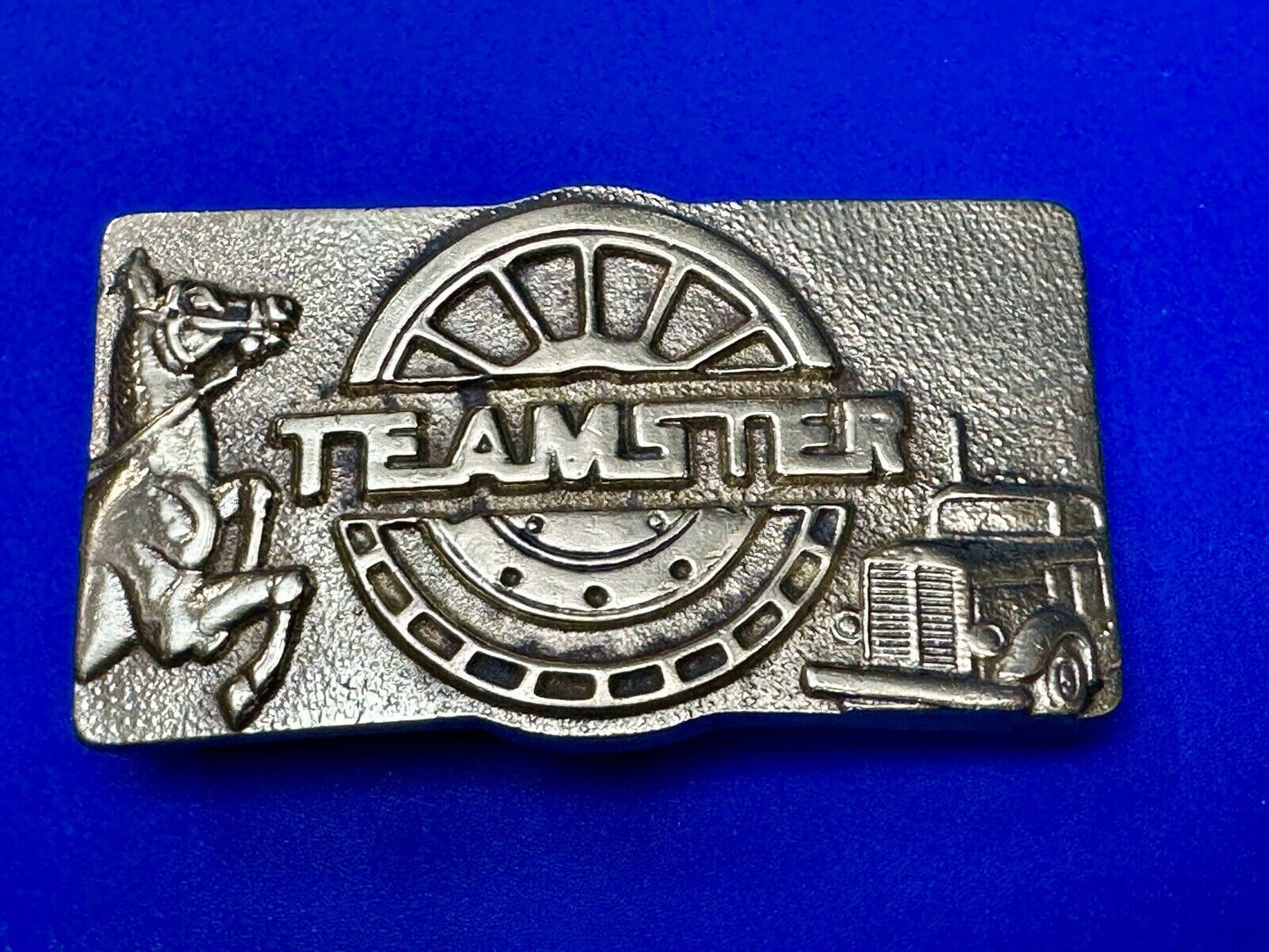 Teamster Union Vintage Solid Brass Belt Buckle  Horse Truckers