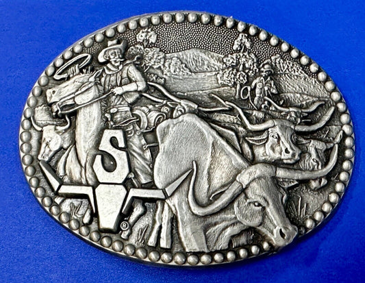 Award Design Medals Zee Series Longhorn Cattle Drive Cowboy Western Belt Buckle!