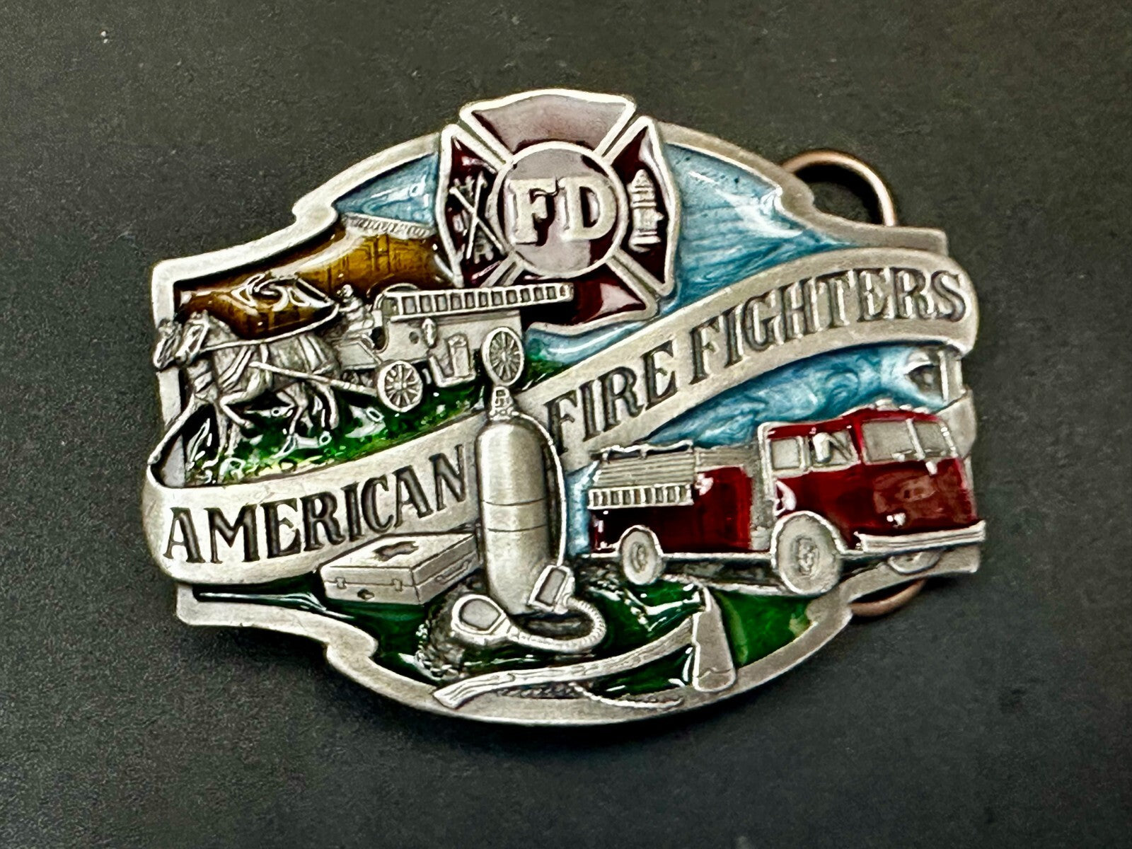 American Fire Fighters Ever Ready Ever Willing Vintage 1988 Siskiyou Belt Buckle