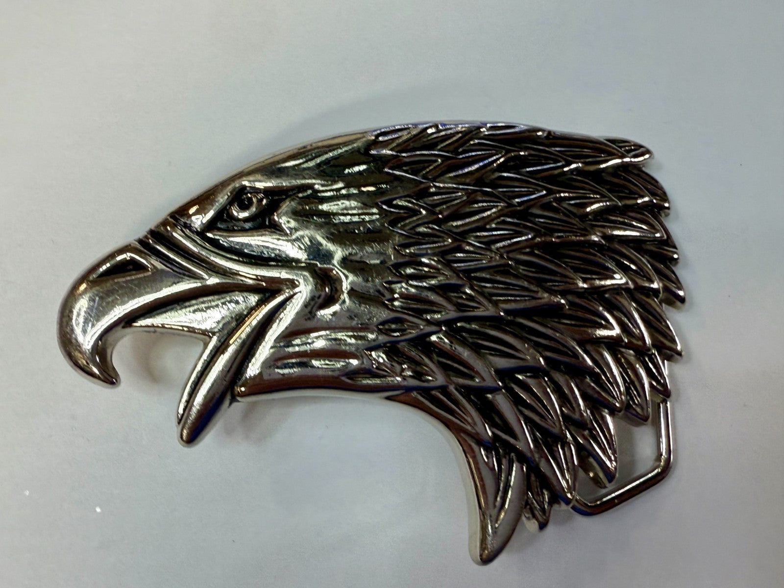 Attacking Eagle Head Figural Cutout Silver Color Western Belt Buckle