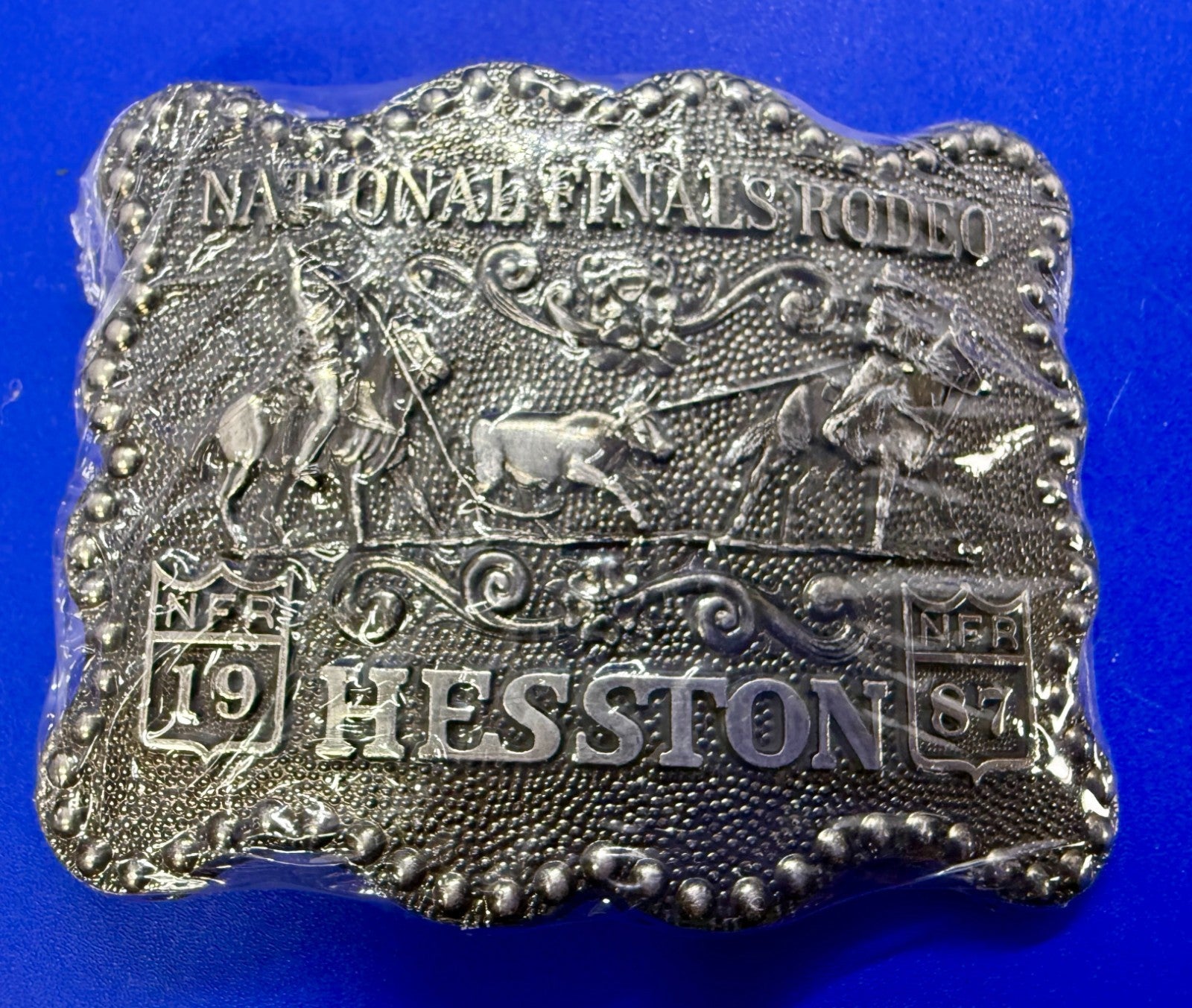 1987 Hesston NFR National Finals Rodeo Calf Roping NOS Belt Buckle