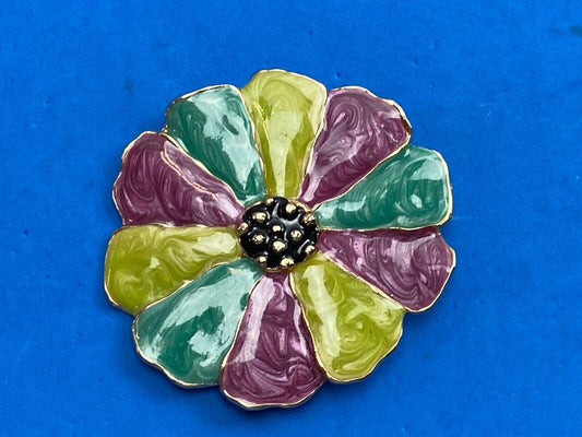 Vintage Figural Flower - cut out shape multi color belt buckle by Muilon cast