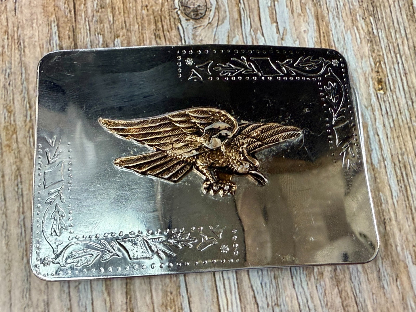 American Eagle Flying Diving Hunting on Reflective Two Tone Western Belt Buckle