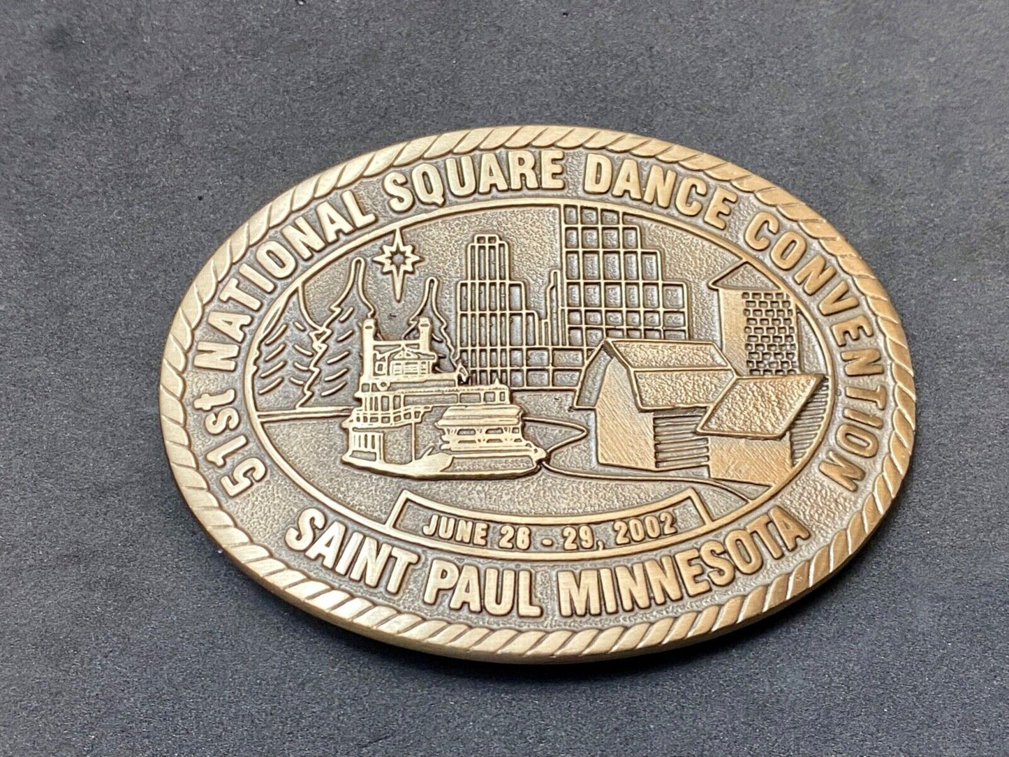 51st National Square Dance Convention belt buckle  Saint Paul Minnesota, 2002