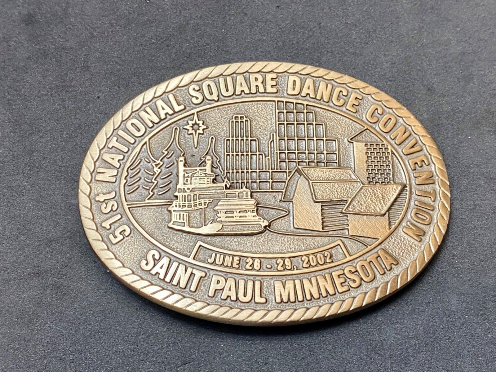 51st National Square Dance Convention belt buckle  Saint Paul Minnesota, 2002
