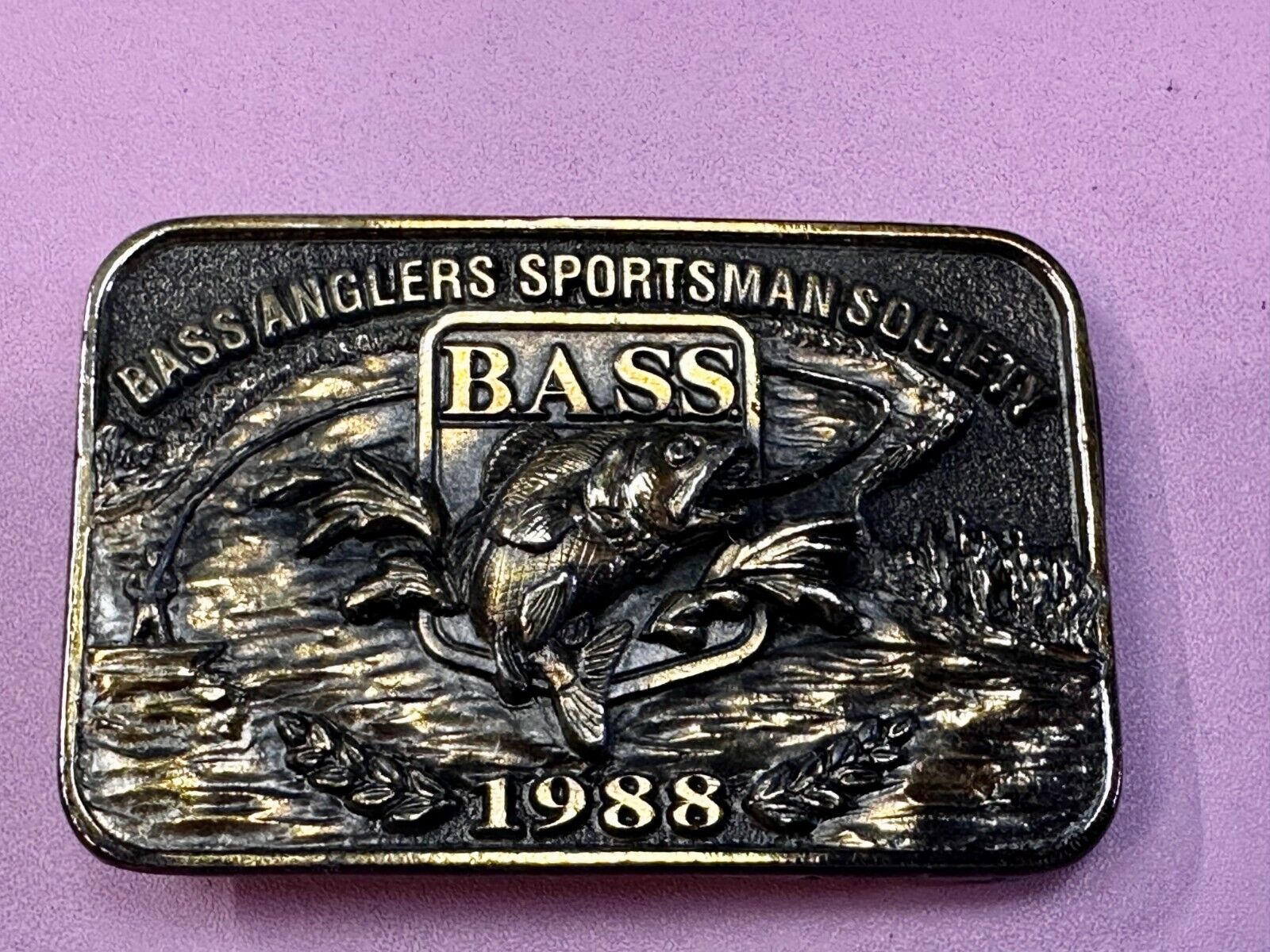 1988 Bass Anglers Sportsman Society Club Great American Belt Buckle
