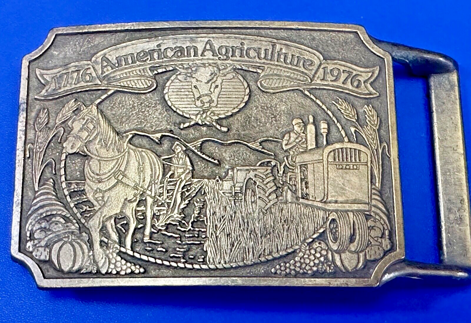 American Agriculture Bicentennial Celebration Ortho sponsored belt buckle