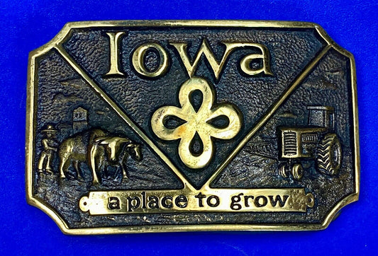 The State Of Iowa, A Place To Grow!   Farming Belt Buckle Heritage Mint Ltd