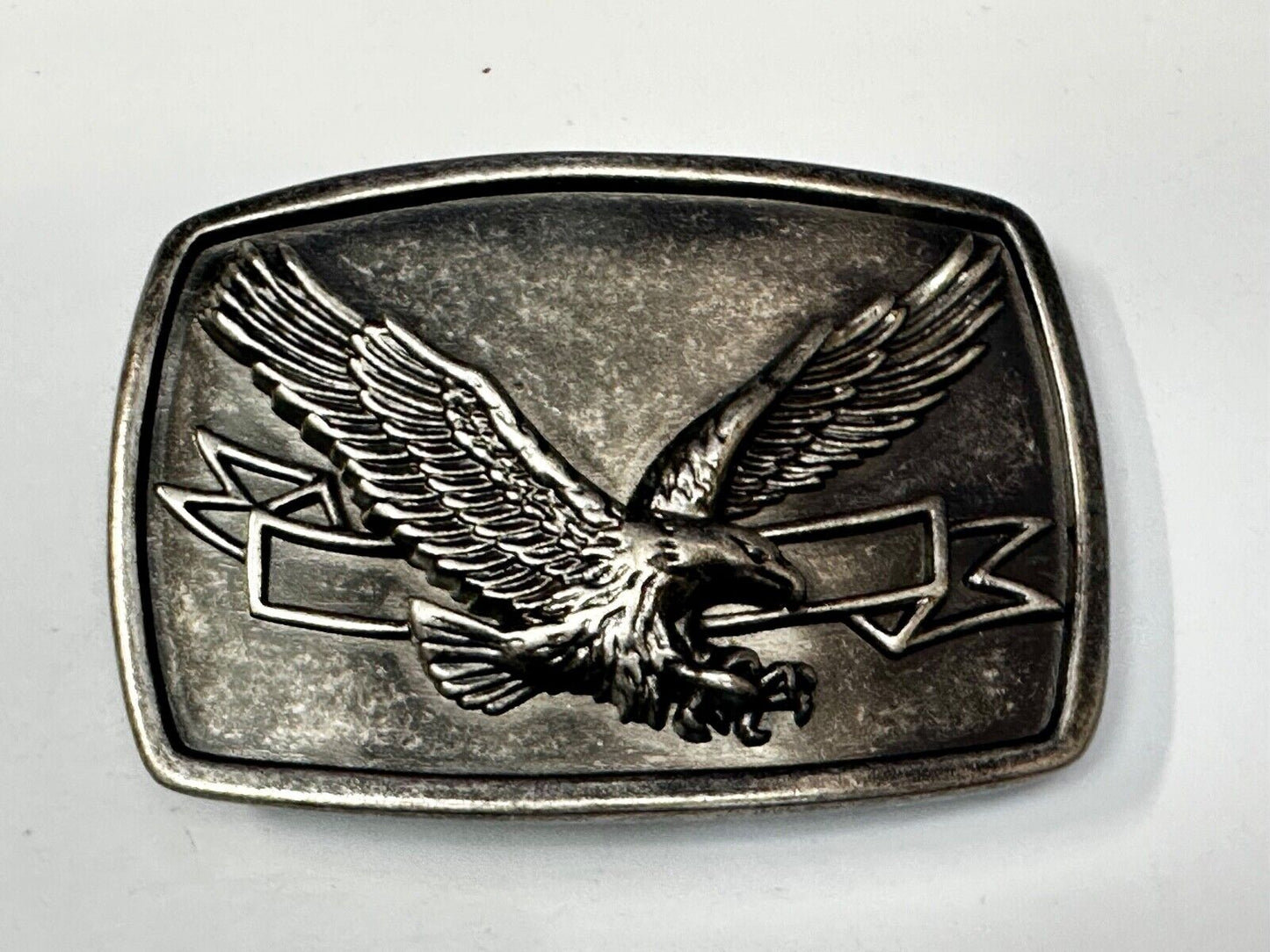 American Eagle Diving Hunting Flying With Ribbon Scroll Belt Buckle