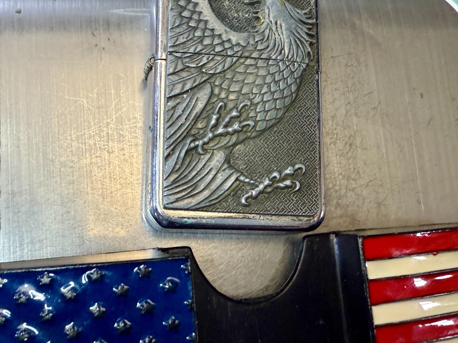 United States of America US Flag Bald Eagle Patriotic Belt Buckle Lighter Holder