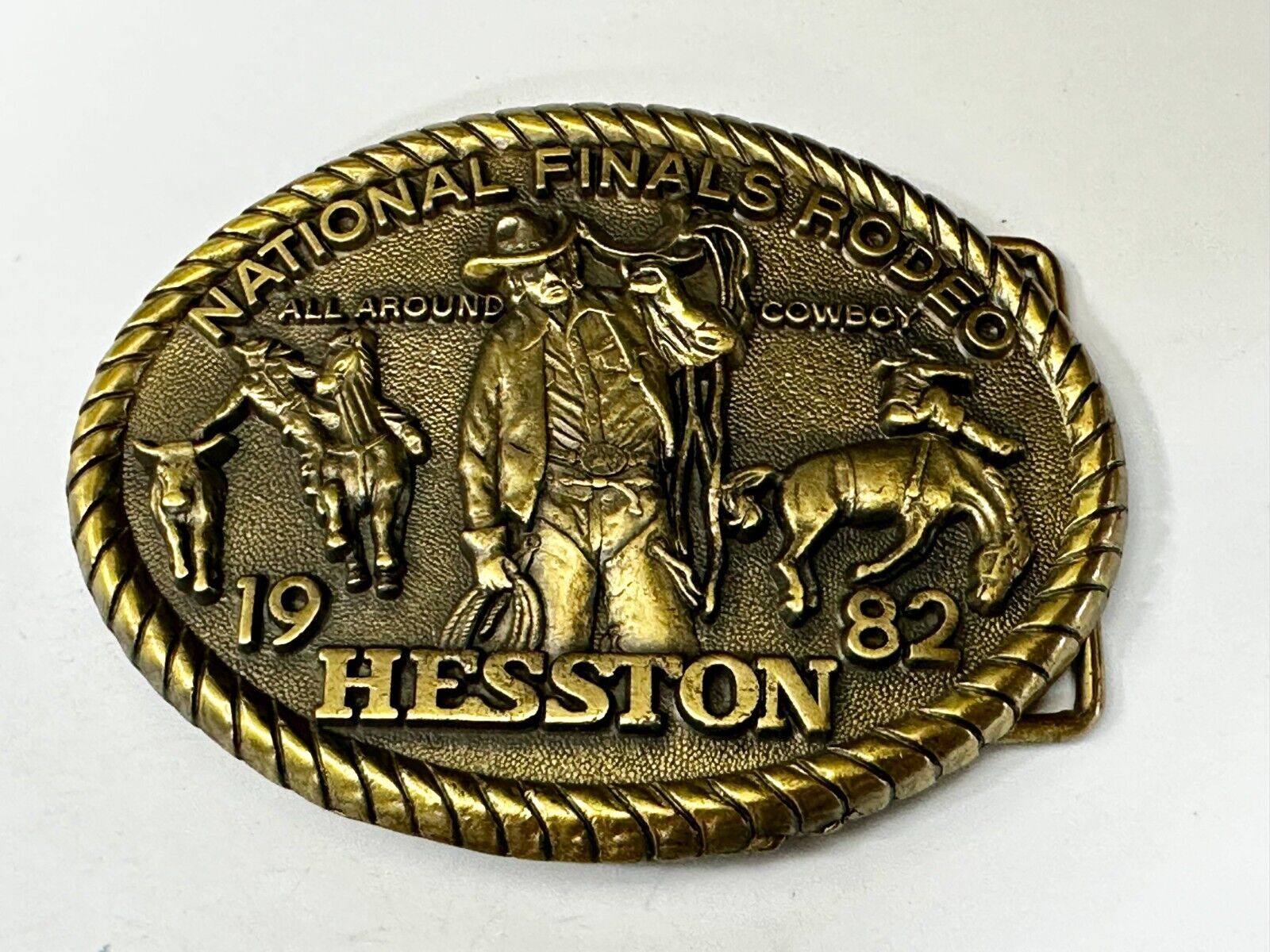 1982 Hesston National Finals Rodeo NFR Rodeo All Around Cowboy Belt Buckle
