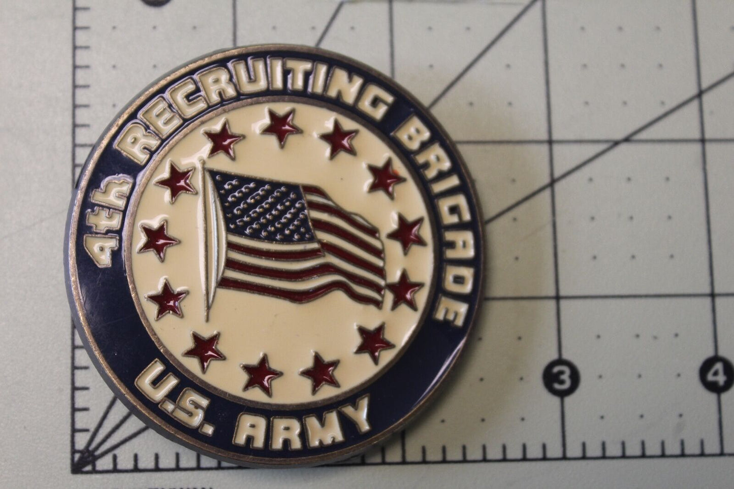 4TH RECRUITING  BRIGADE  BELT BUCKLE US ARMY   Signed RJ