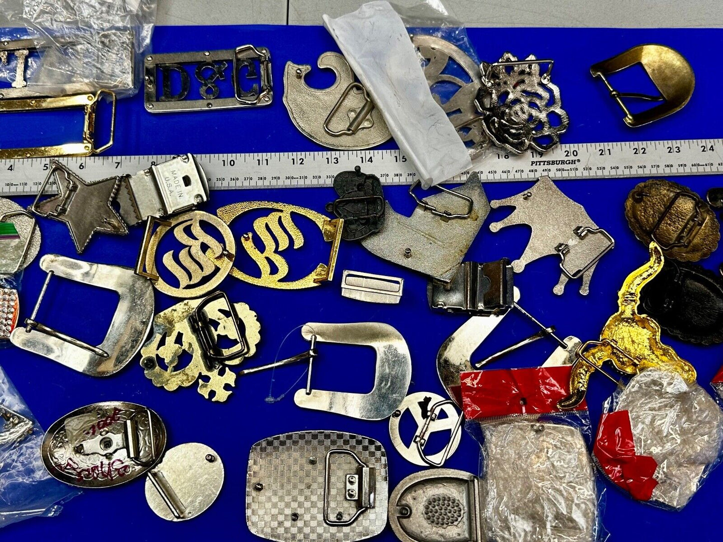 34 Bulk Lot Junk Drawer Grab Bag  to REPAIR Belt Buckle - Missing Rhinestone's