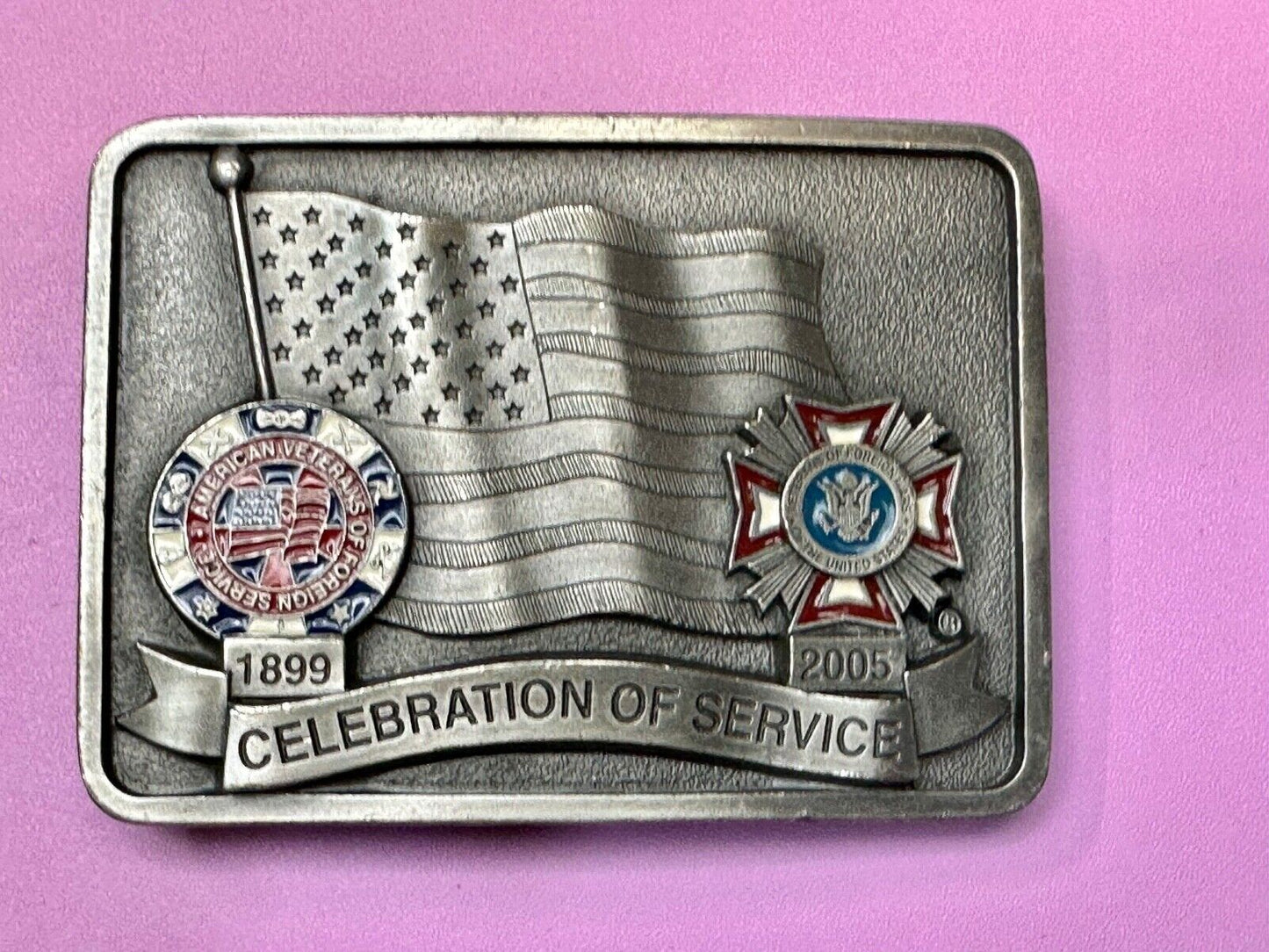 Veterans of foreign wars Celebration of Service Vintage Belt Buckle  1899 - 2005