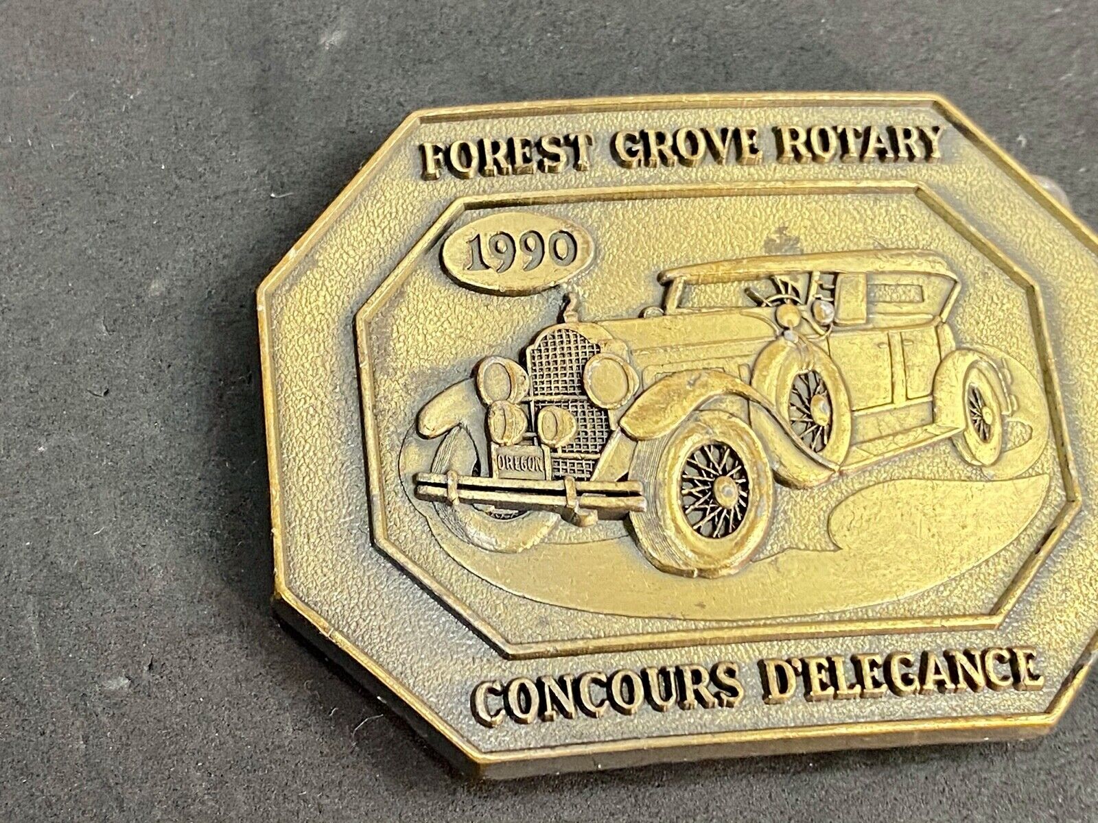 Vintage Forest Grove Rotary belt buckle Concours d'Elegance souvenir cars 