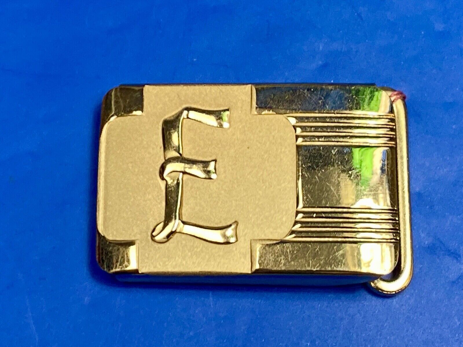 Vintage Gold Tone Letter E Monogram Initial Small Formal Belt Buckle