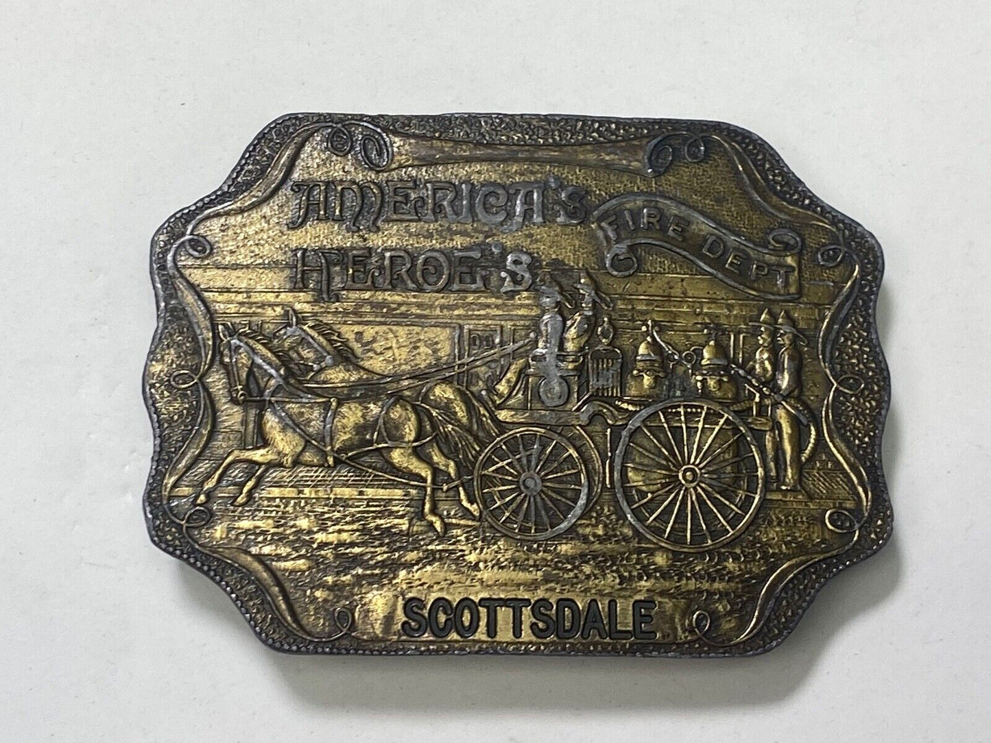 Americas' Heroe's  Fire Department Scottsdale Belt Buckle The Buckle Company Nj 