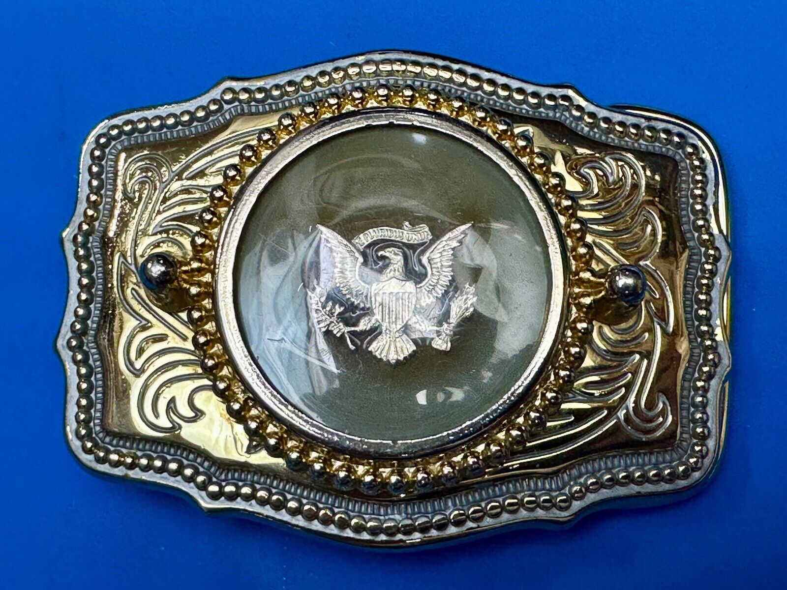 American Flying Bald Eagle USA Crest Multi Colored Western Belt Buckle