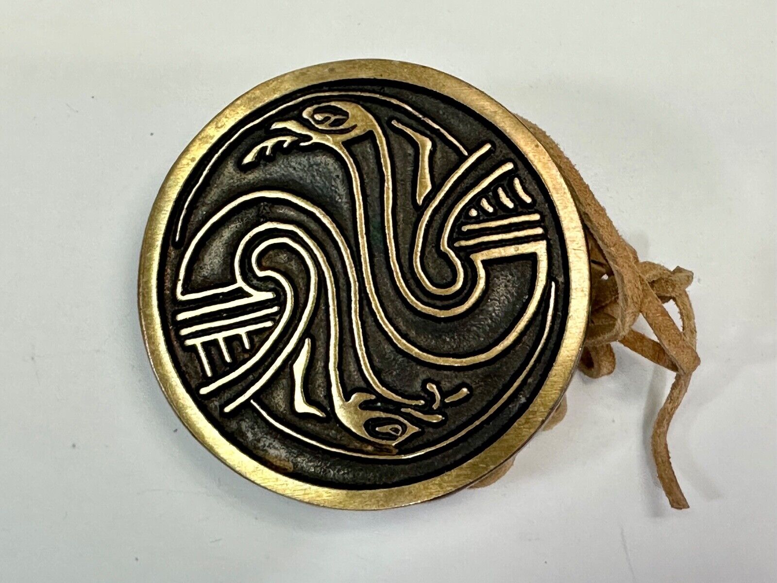 Two Snakes.,   Round Hippy Vibe Vintage Sandcast Rainbow Medals Belt Buckle