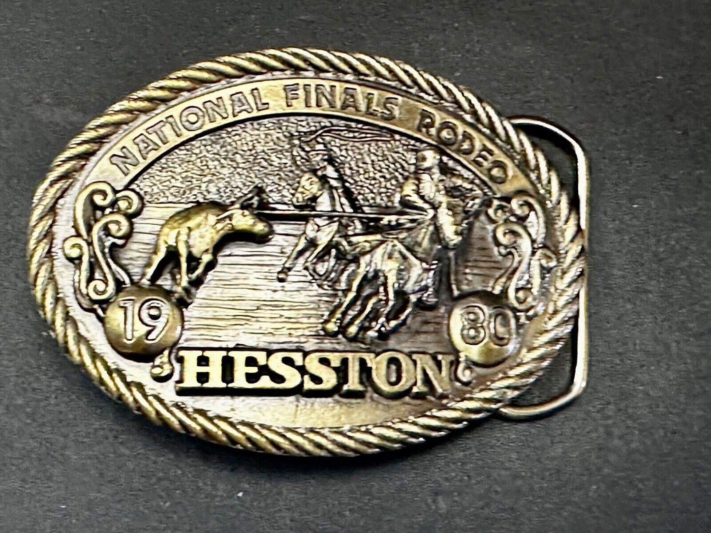 1980 Hesston Belt Buckle. Team Roping. Sixth Edition, National Finals Rodeo