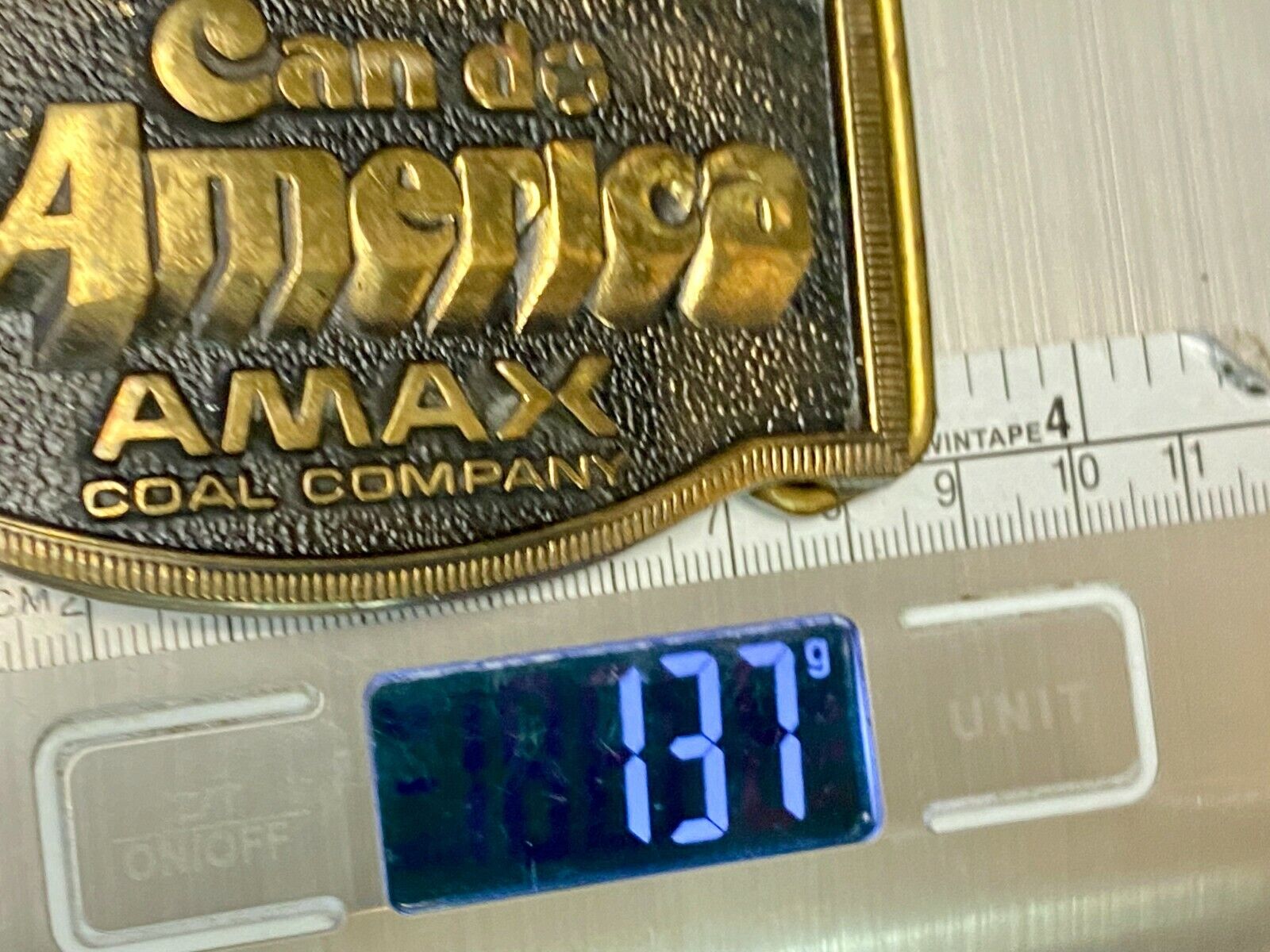Amax Coal Surface Mining Miner Mine Can Do America Vintage Bts Belt Buckle