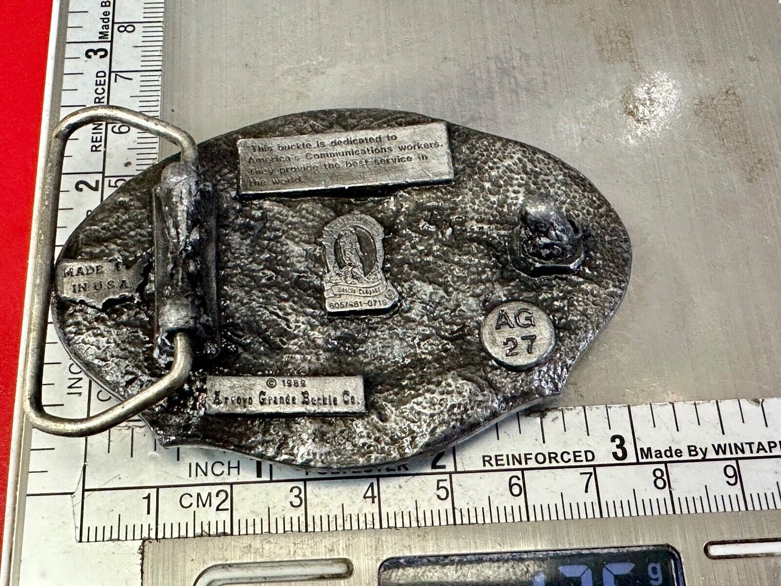 Telephone Linesmen pole climbers Telecommunication 89 Arroyo Grande belt buckle