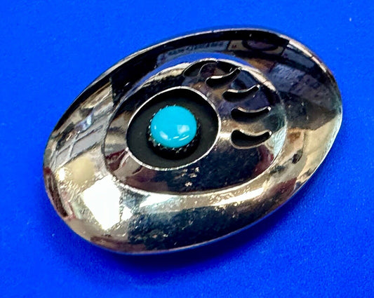 BC - Vintage B Cayaditto Zuni Bear Claw oval Belt Buckle