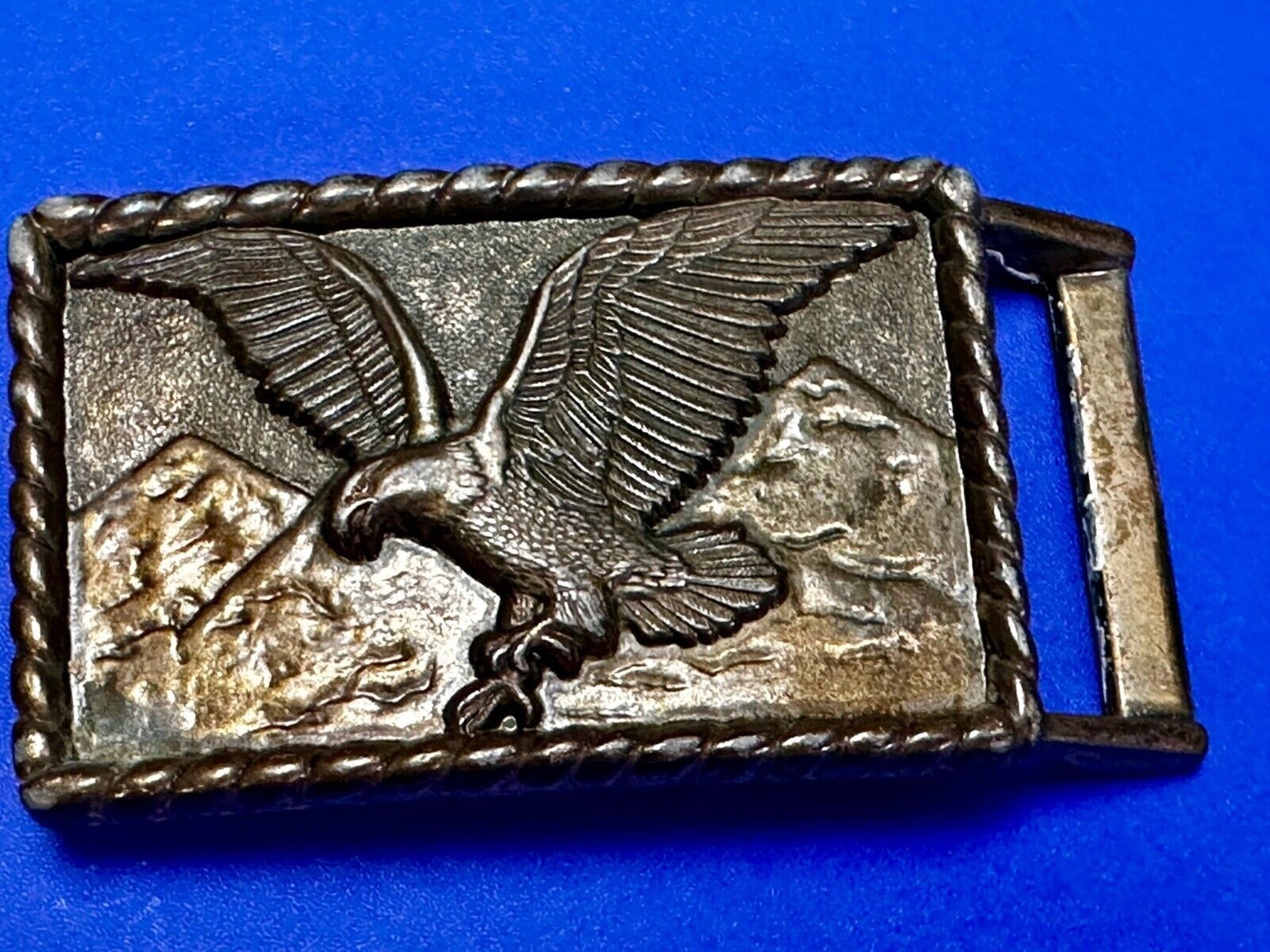 American Bald Eagle flying over majestic USA mountains Vintage Belt Buckle
