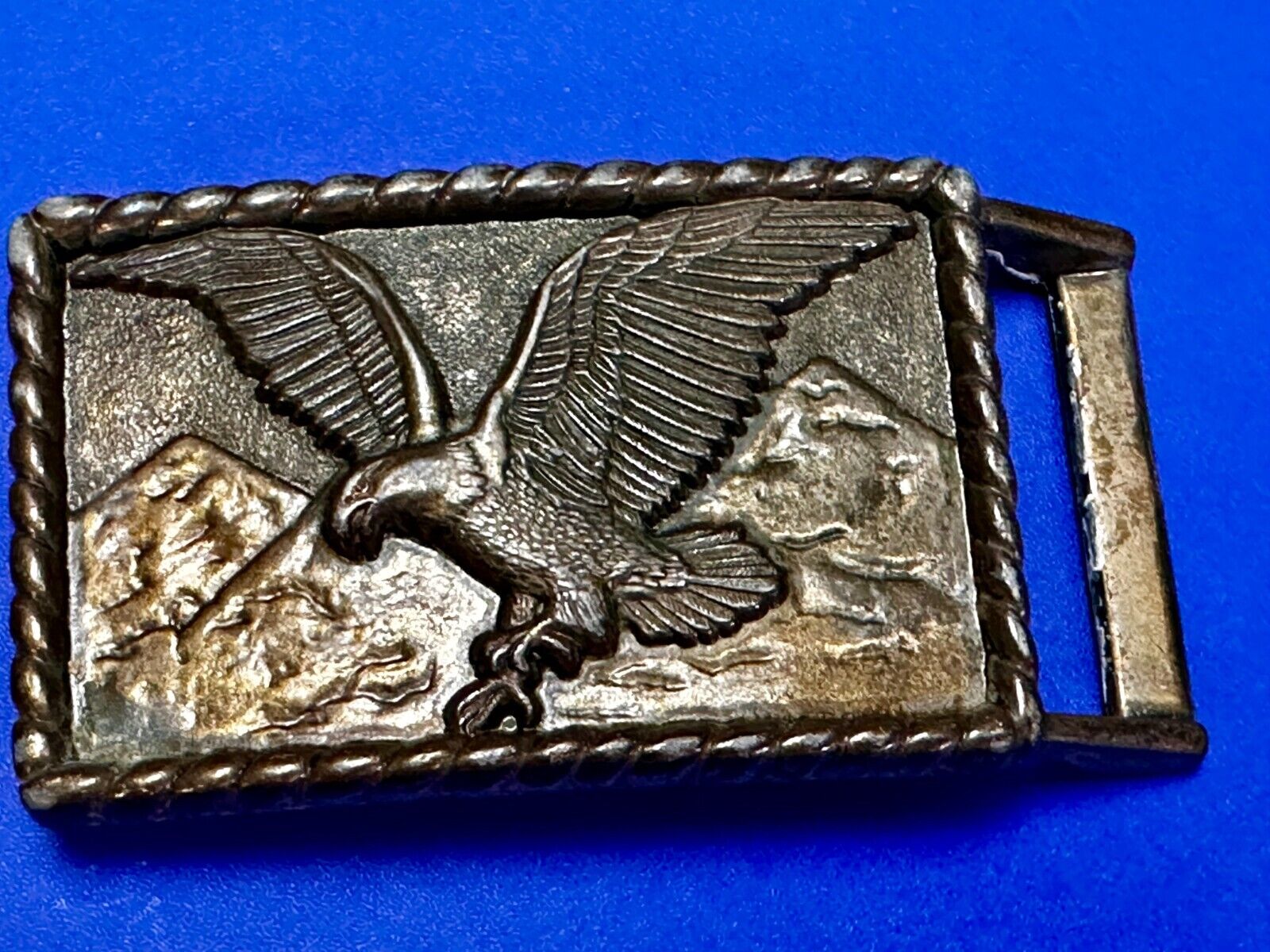 American Bald Eagle flying over majestic USA mountains Vintage Belt Buckle