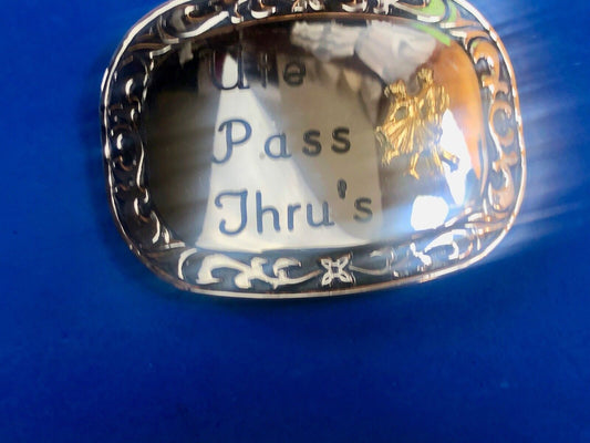 Ute Pass Thru's western country line square dancing couple  belt buckle 