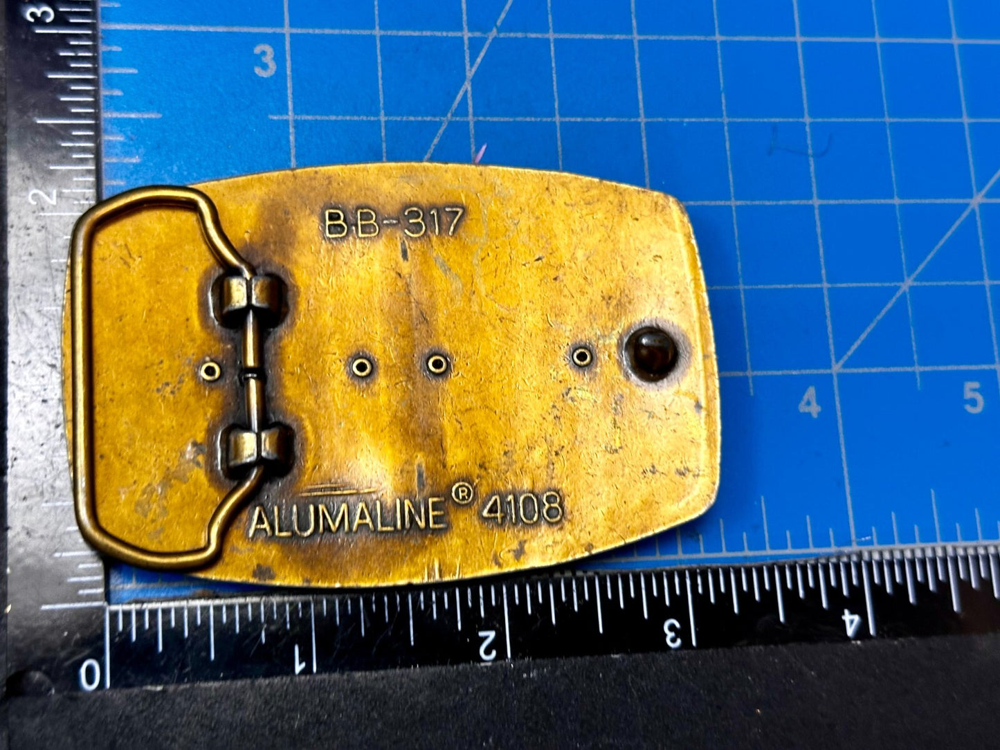 #4108 Train Locomotive Railroad Vtg. Leather on Metal Alumaline Belt Buckle