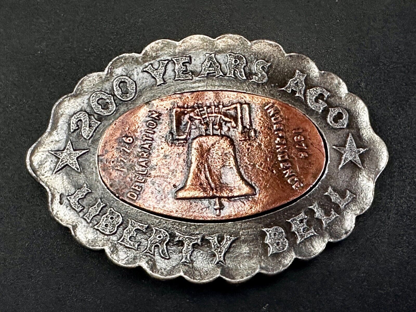 Usa Liberty Bell 200 Year Celebration Two Tone Patriotic Bergamot Belt Buckle
