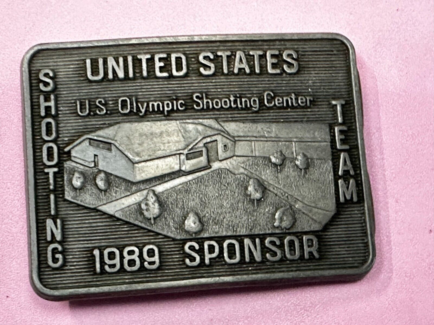 United States US Olympic Shooting Center Team 1989 Official Sponsor Belt Buckle