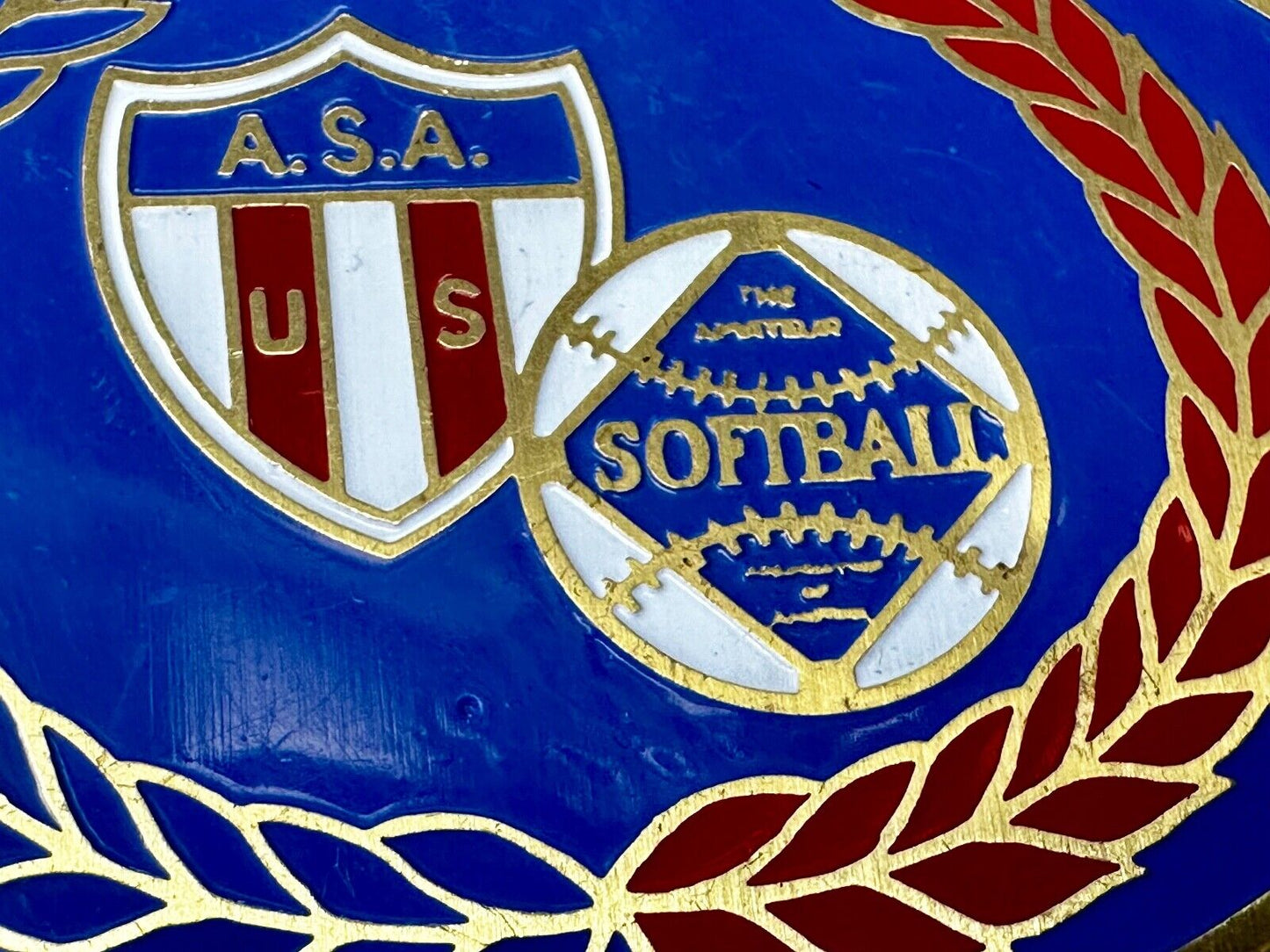 A.S.A. U S Softball Solid Brass Commemorative Collectible Vintage Belt Buckle