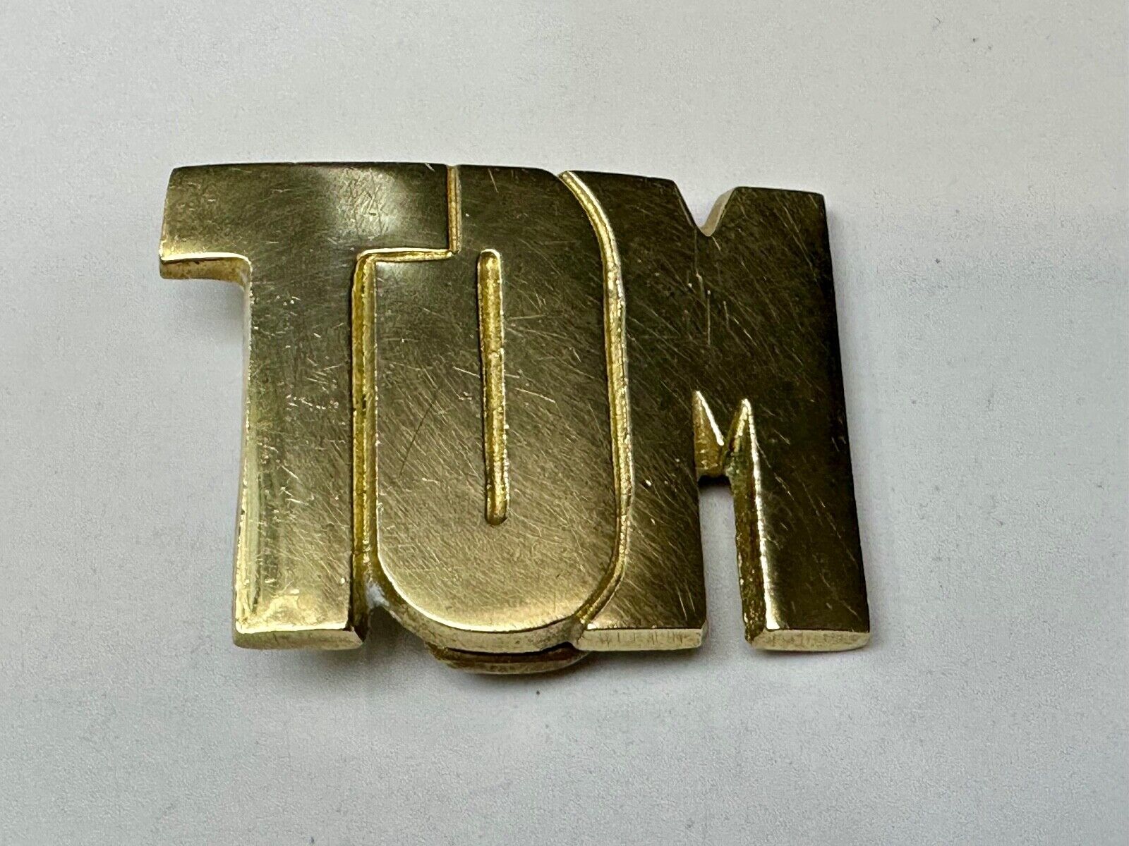 TOM Custom Name in cutout block letters solid brass belt buckle - Taiwan ROC