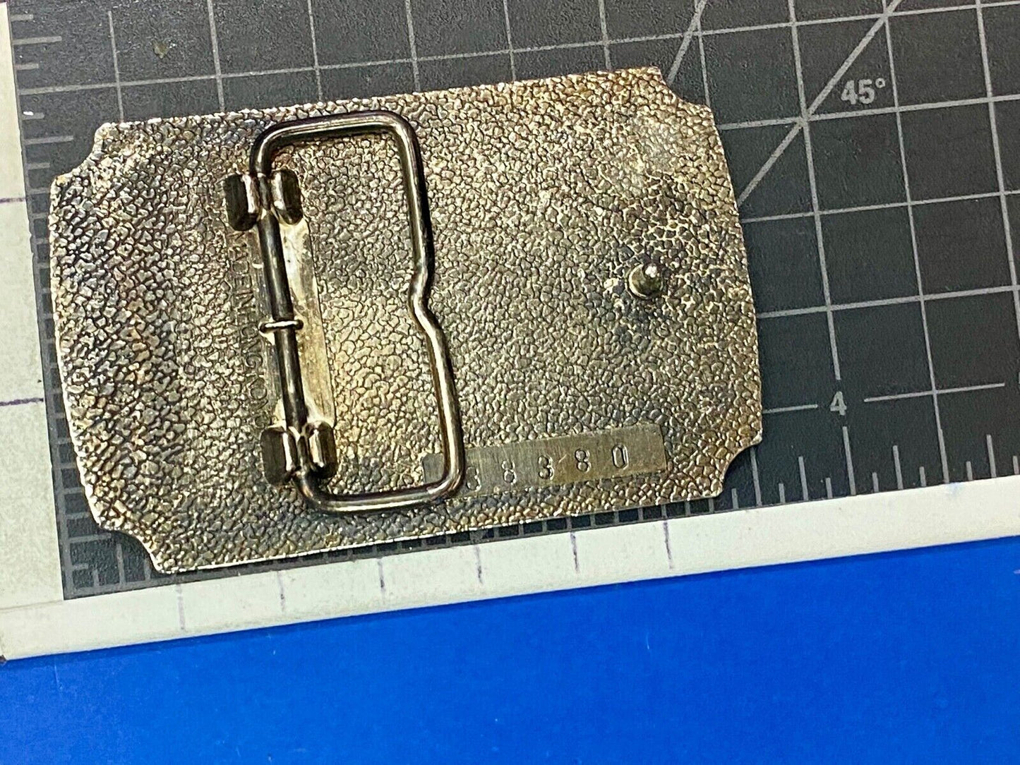 American Eagle Flying wings wide with star sun burst! Rectangular belt buckle 