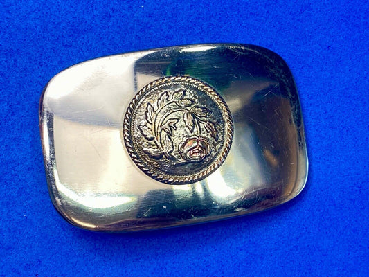Beautiful Curved Rose On Artisan? Silver? Tone Belt Buckle 
