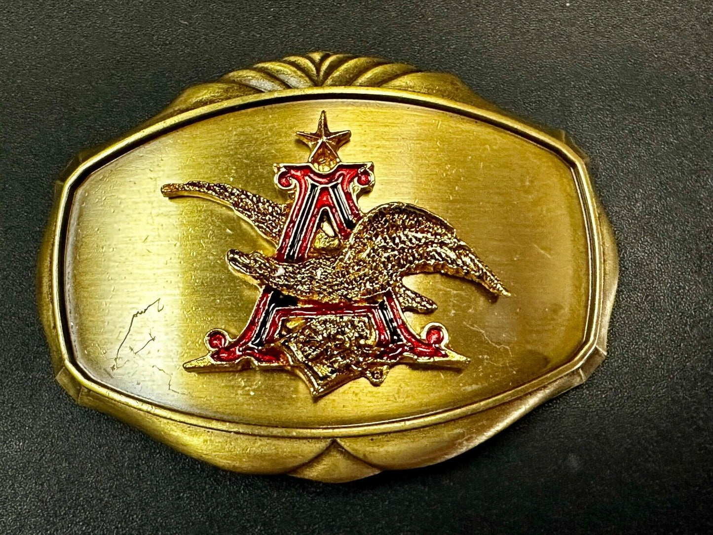 Anhesier Busch Beer Vintage 1970's Raintree western framed Belt Buckle