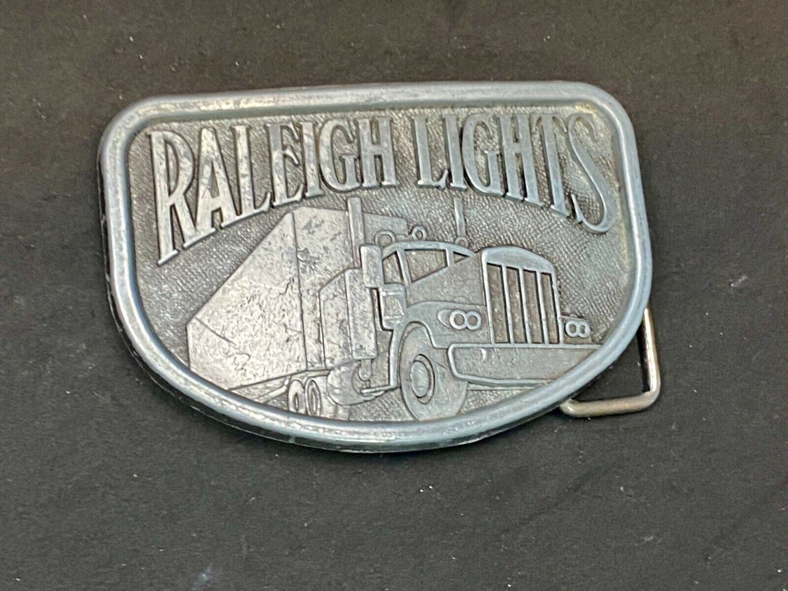 1970S Vintage Raleigh Lights Cigarettes Tobacco Semi Truck Trucker Belt Buckle