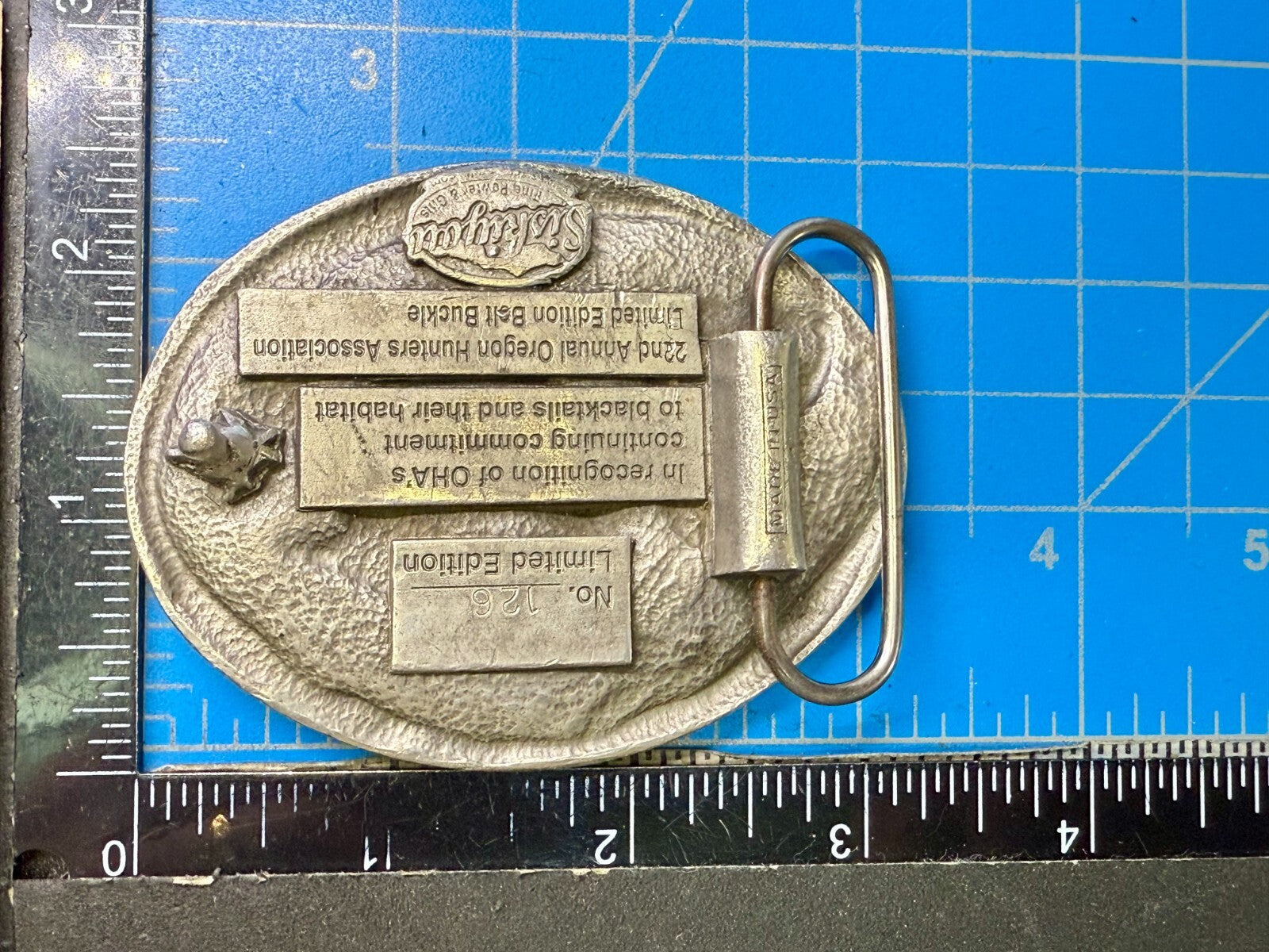 Annual Oregon Hunters Association Commemorative Pewter 2005 Siskiyou Belt Buckle