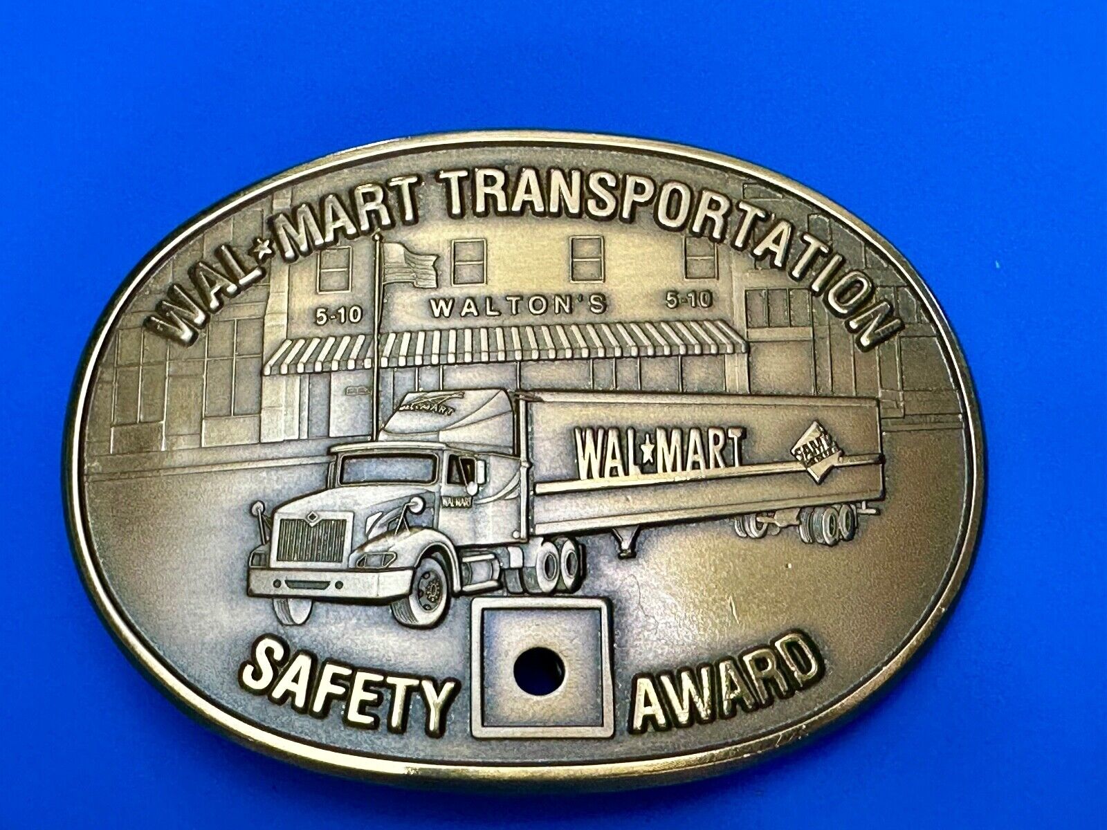 510 Waltons AR Walmart Transportation Semi Driver Safety Award Brass Belt Buckle