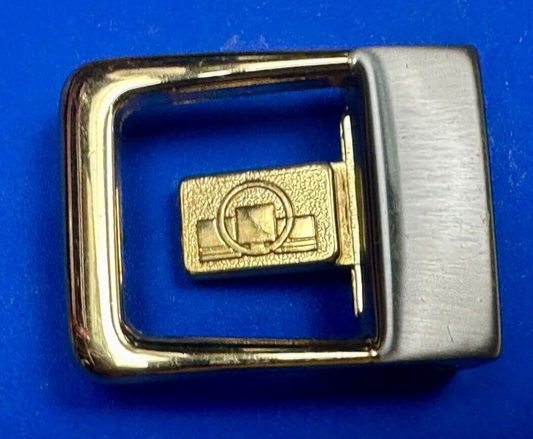 Vintage Gold and Silver color Company logo? Advertising Small formal belt buckle
