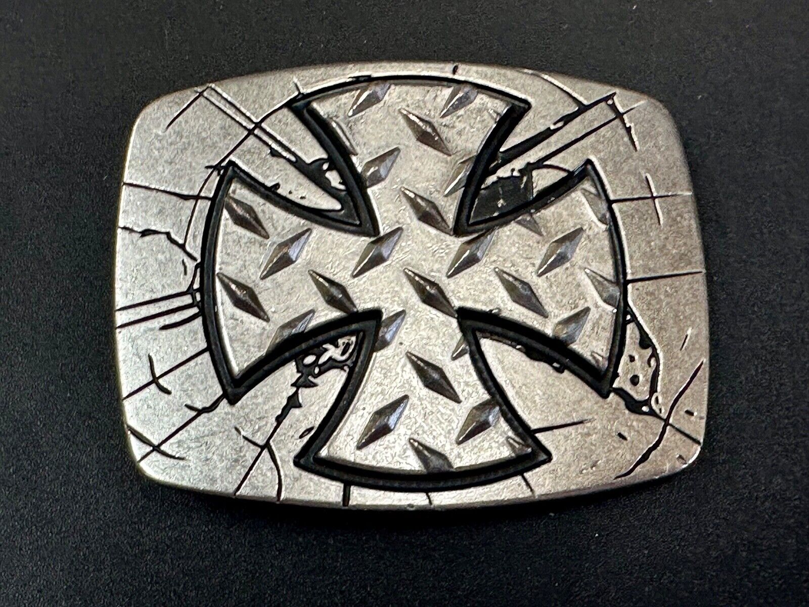 Unique Maltese Iron Cross silver & black color Chrome brand Belt Buckle