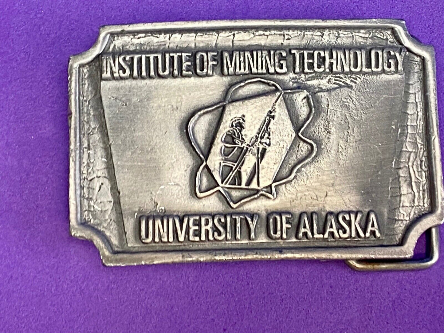 Vintage Institute of mining technology belt buckle - University of Alaska 